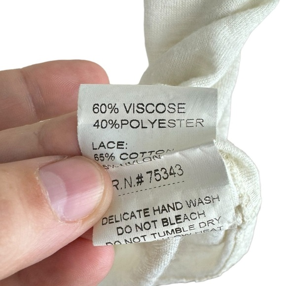 Ambra women’s beige ecru natural short sleeve lace flowy shirt blouse L Italy - Picture 5 of 8